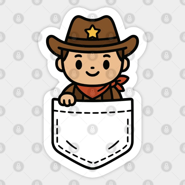 Funny Cowboy Pocket Pal Cute Cowboy Western Sheriff Sticker by Yesteeyear